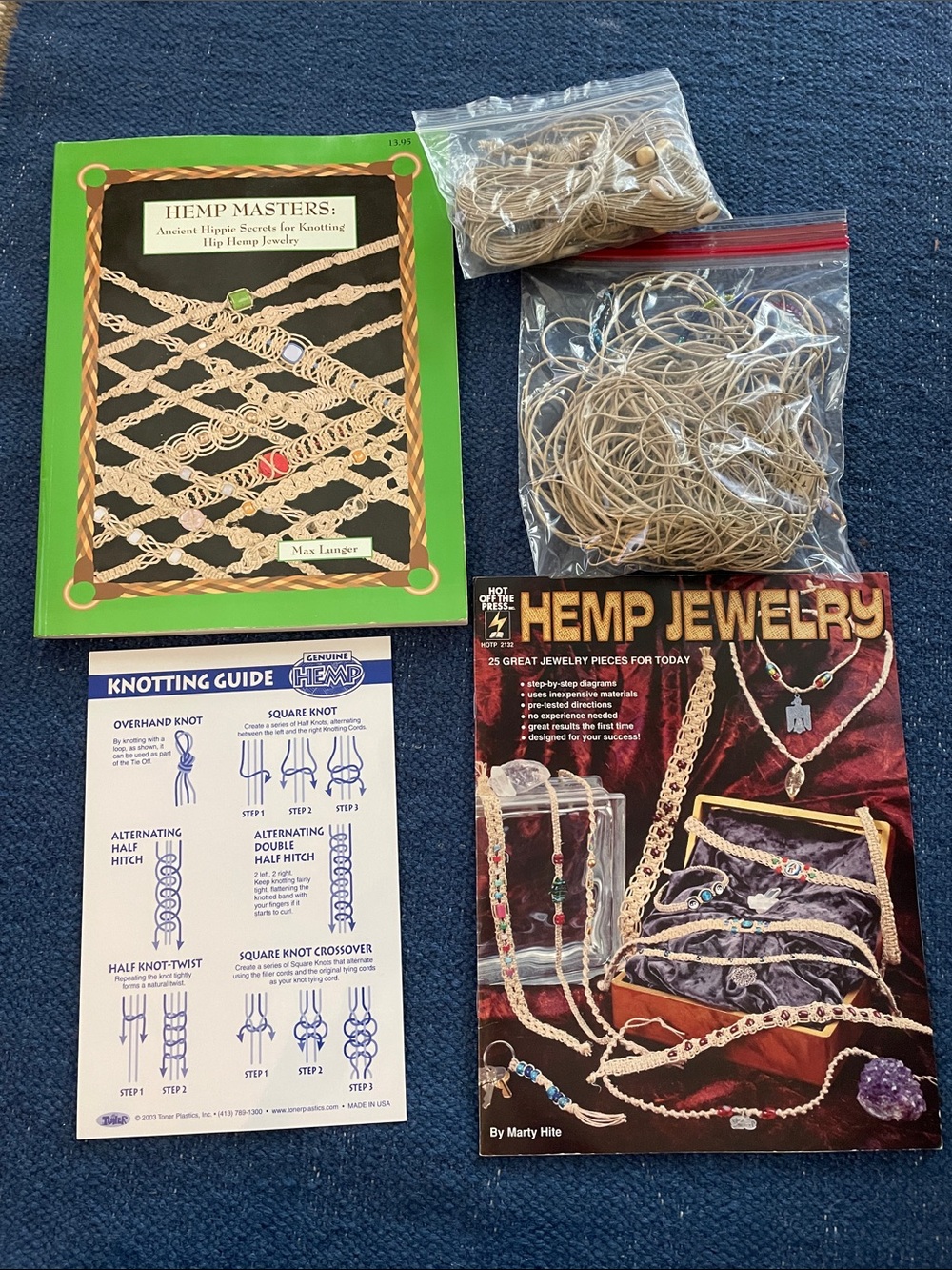 Hemp Jewelry Instruction Books with hemp string/cord